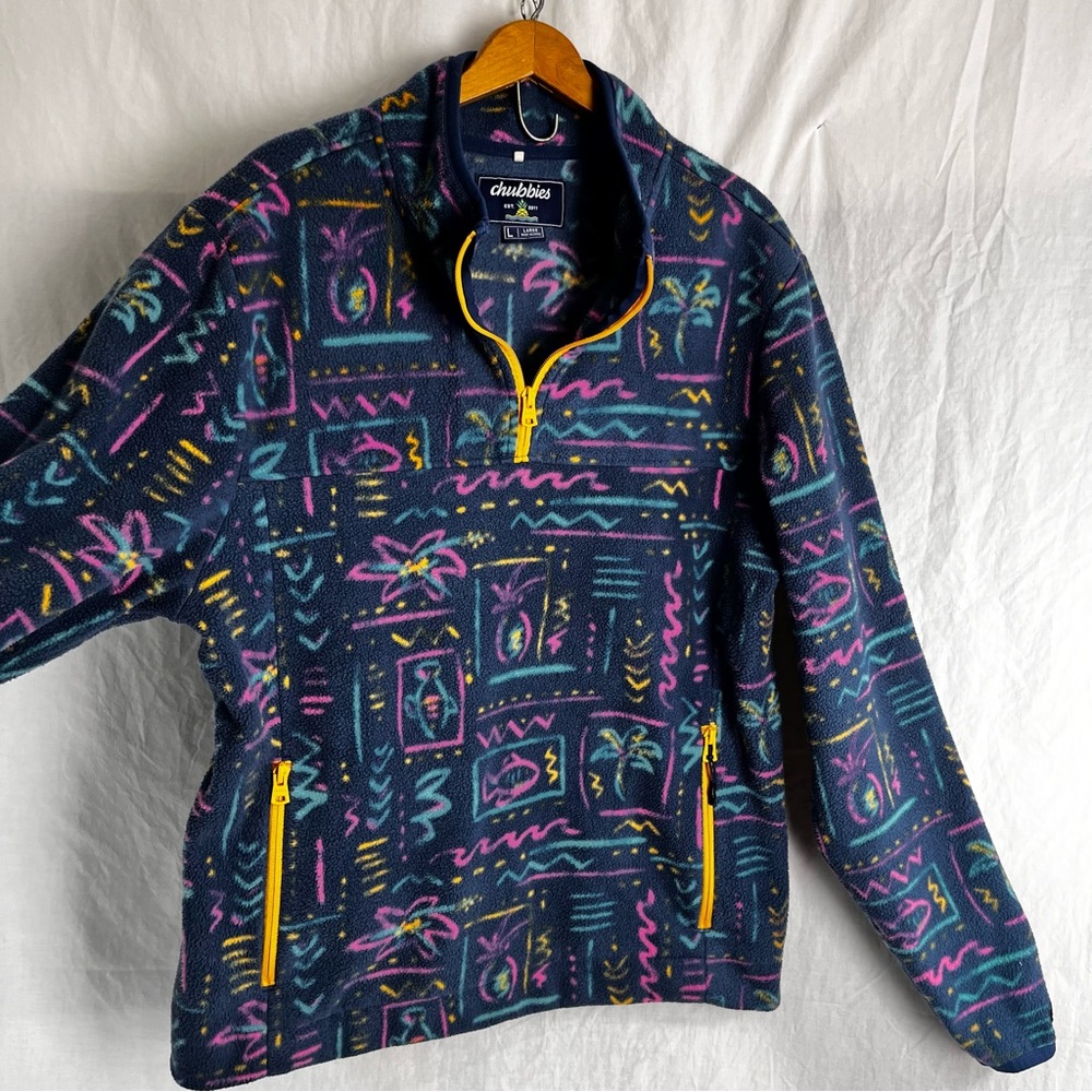 Chubbies Men Large Sweater The Chilly Vibe Quarter Zip Fleece Pullover Jacket L - Picture 16 of 16